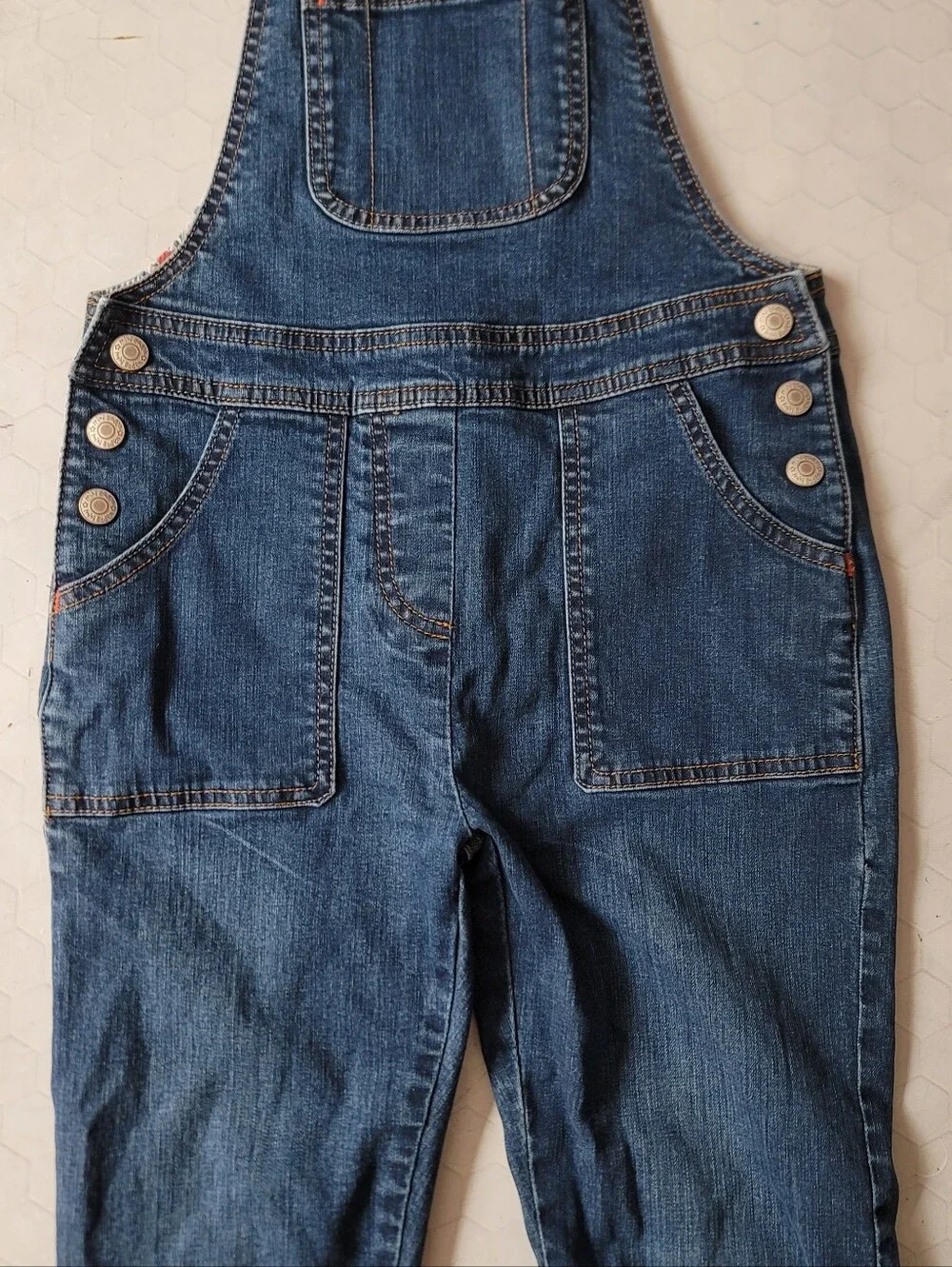Mini‎ Boden Girls 9/10 Dark Denim Overalls Jean Bibs Cotton Stretch